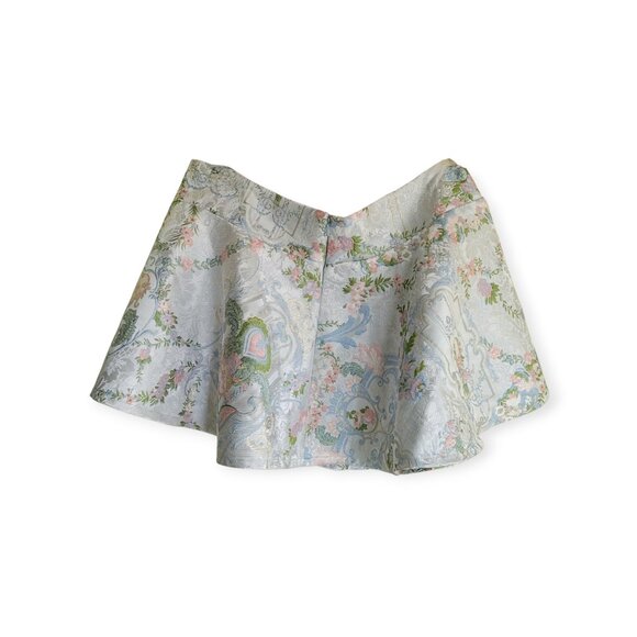Fairycore Sugar Thrillz Silver Brocade Skirt High Waist A-Line Mini Skirt 1X - Picture 3 of 12